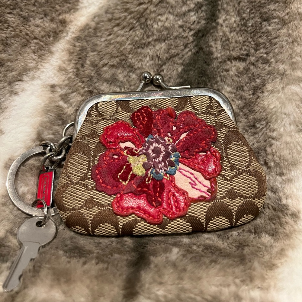 COACH Flower Printed Mini Coin Purse